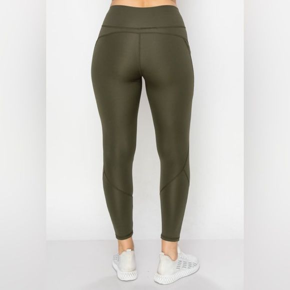 Olive green Seam Detail Pocket Legging - Everyday Legging - Affordable Leggin… - Picture 4 of 5